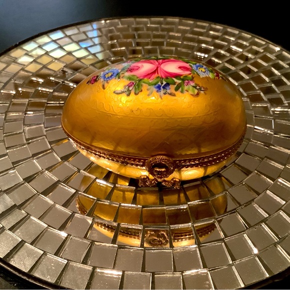🔻Limoges 24K Gold Encrusted Classic Floral Egg Trinket Box (Retired) Mint Cond - Picture 9 of 11